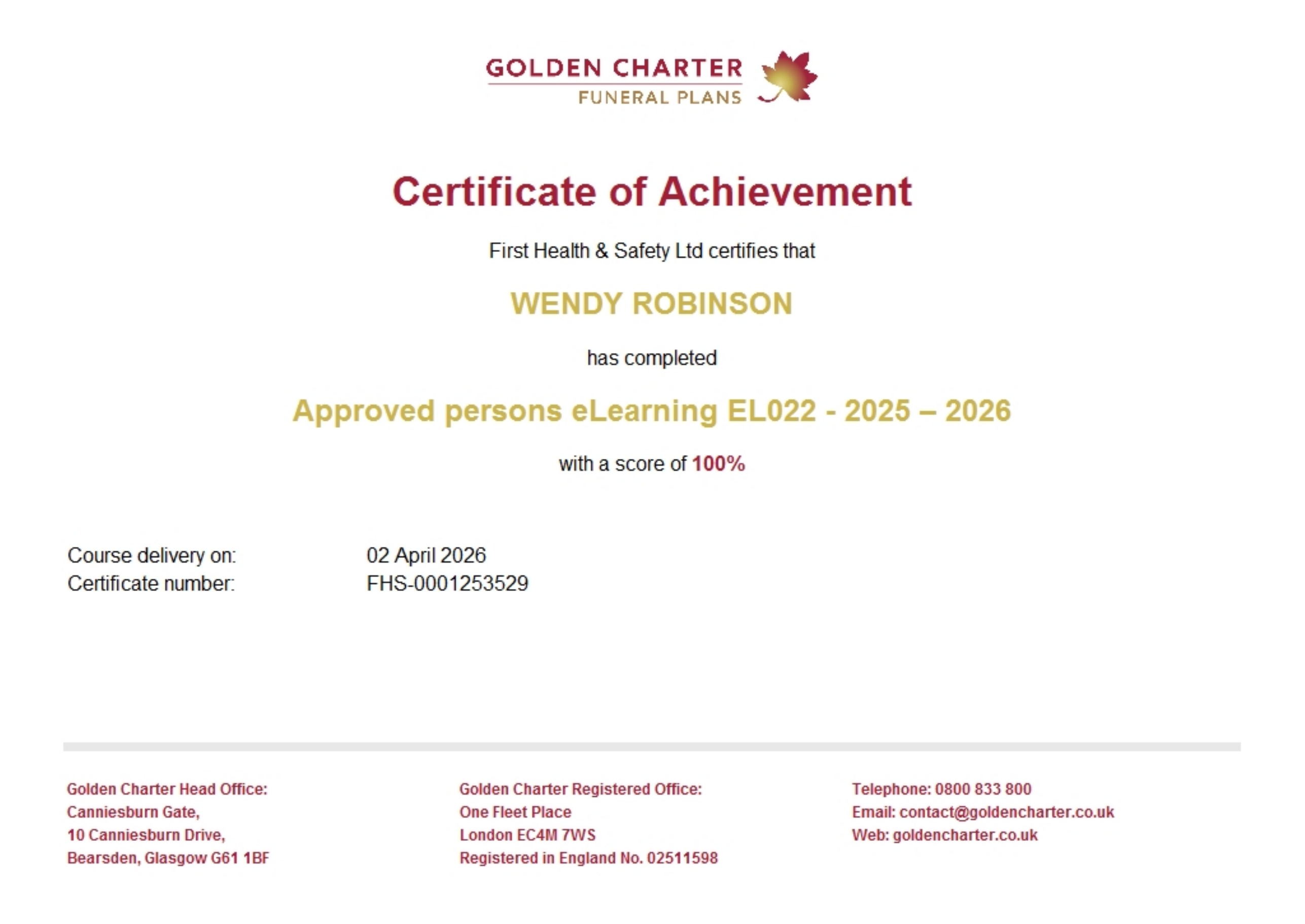 Approved Persons Certificate 2026